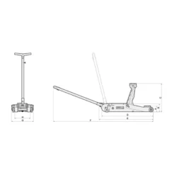 Cric Hydraulique Acier Extra Bas 2T Avec Sécurité "Homme Mort" Mega - Gt2S