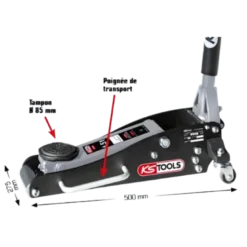 Cric Hydraulique 1,5 T Compact Aluminium Acier KS Tools - 161.0364F