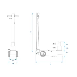 Cric Hydropneumatique 2 Étages Pour Bus/Camions Grande Taille 50/25T King Tony - 9HYCH250