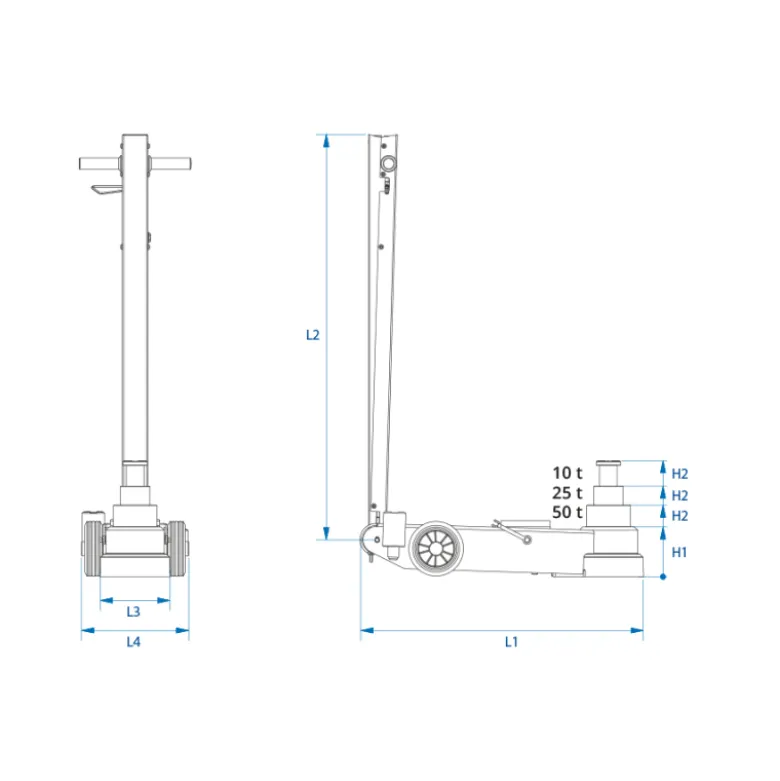 Cric Hydropneumatique 3 Étages Pour Véhicules À Chassis Bas 50/25/10T King Tony - 9HYCH350