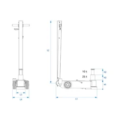 Cric Hydropneumatique Universel À 2 Étages Pour Bus Et Camion 25/10T King Tony - 9HYCH225