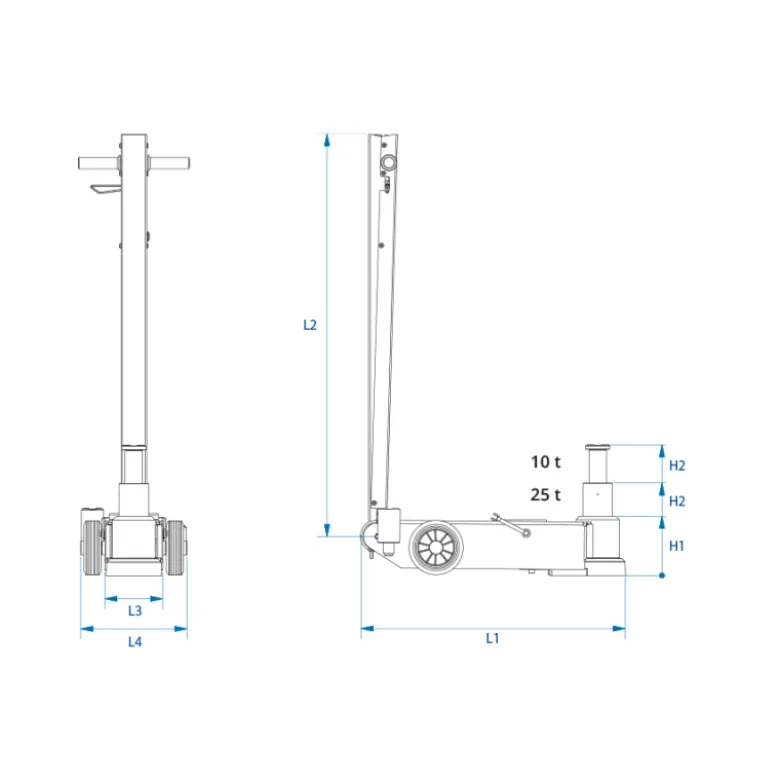 Cric Hydropneumatique Universel À 2 Étages Pour Bus Et Camion 25/10T King Tony - 9HYCH225
