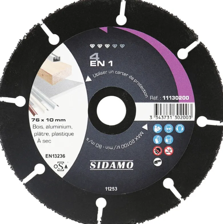 Disque carbure 4 en 1 - D 76 mm / Alésage 10 mm SIDAMO 11130200