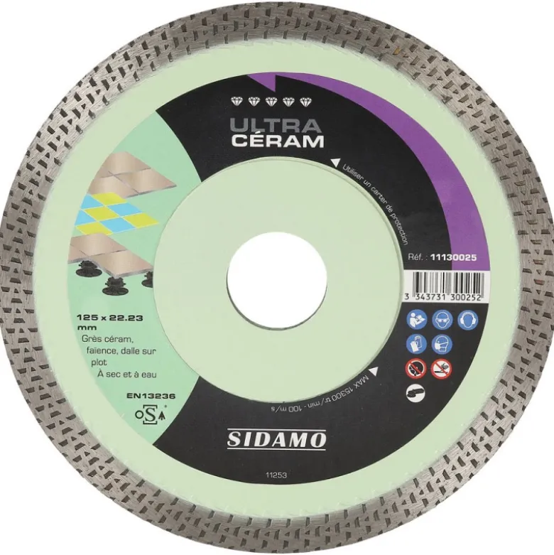 Disque Diamant et Carbure à couronne continue 125 mm ULTRA Ceram SIDAMO 11130025