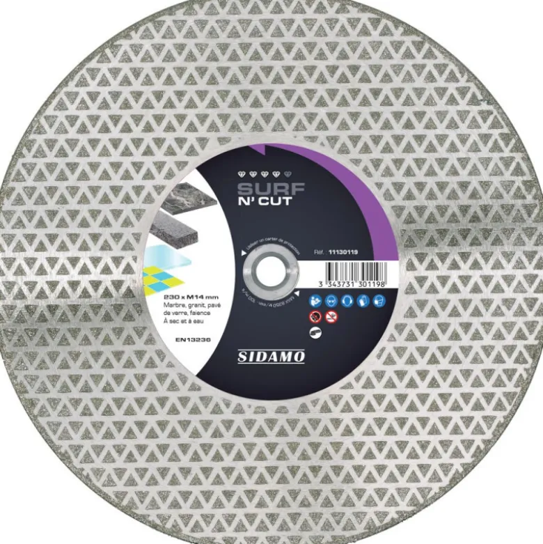 Disque Diamant et Carbure à segment 230 mm SURF N'CUT alésage M14 SIDAMO 11130119