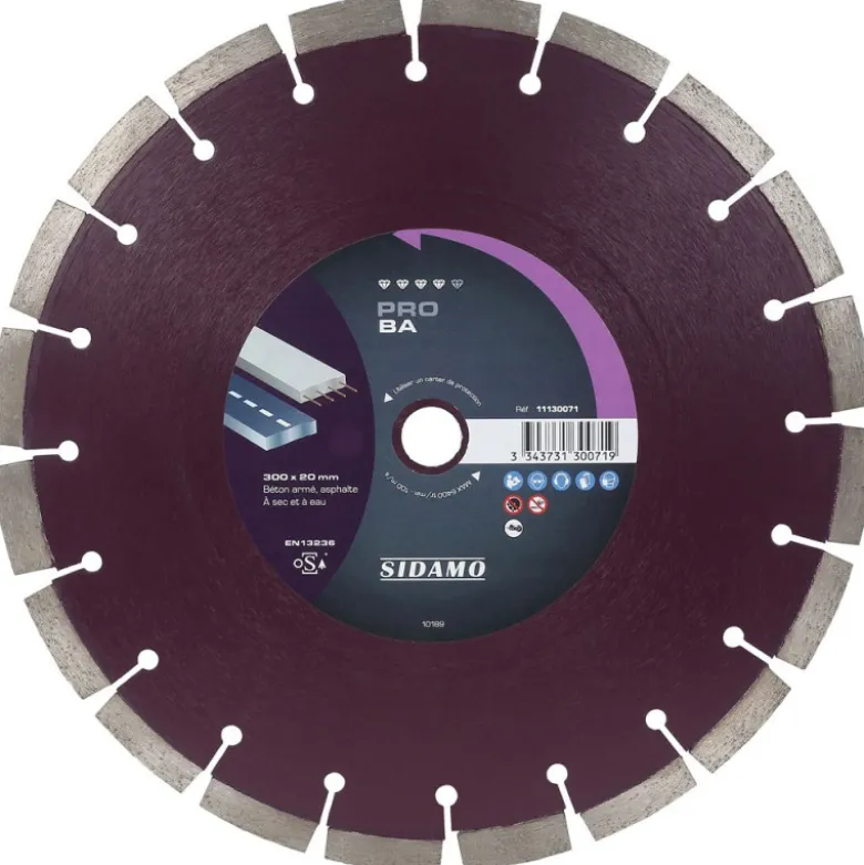 Disque diamant PRO BA 300 mm Béton / Asphalte SIDAMO - Alésage 20 mm 11130071