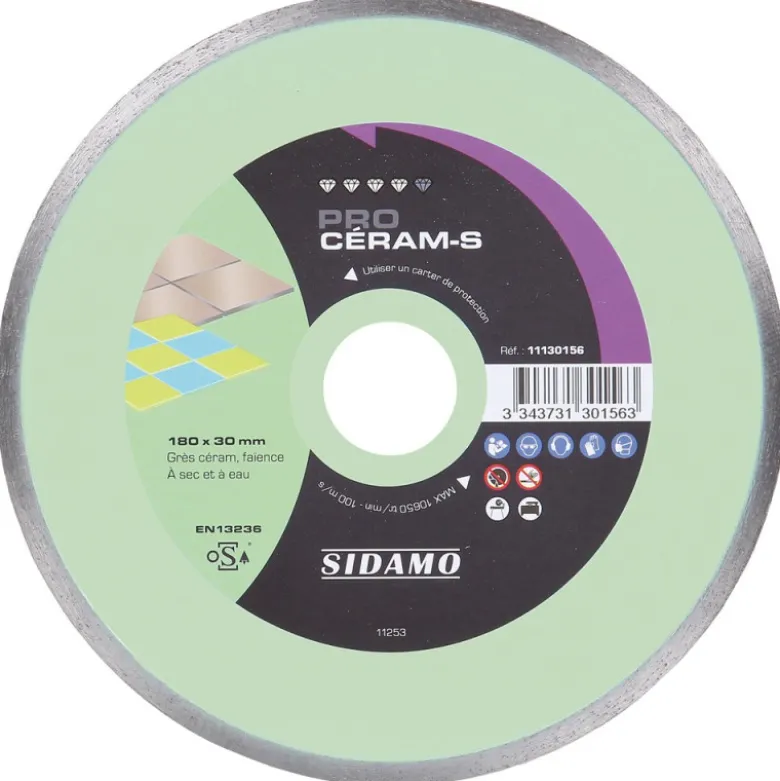 Disque Diamant PRO CERAM S - D 180 mm / Alésage 30 mm pour céramique et faïence SIDAMO 11130156
