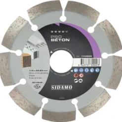 Disque Diamant à segment 115 mm / Alesage 22,23 mm PRO BETON Tronçonnage béton SIDAMO 11130002