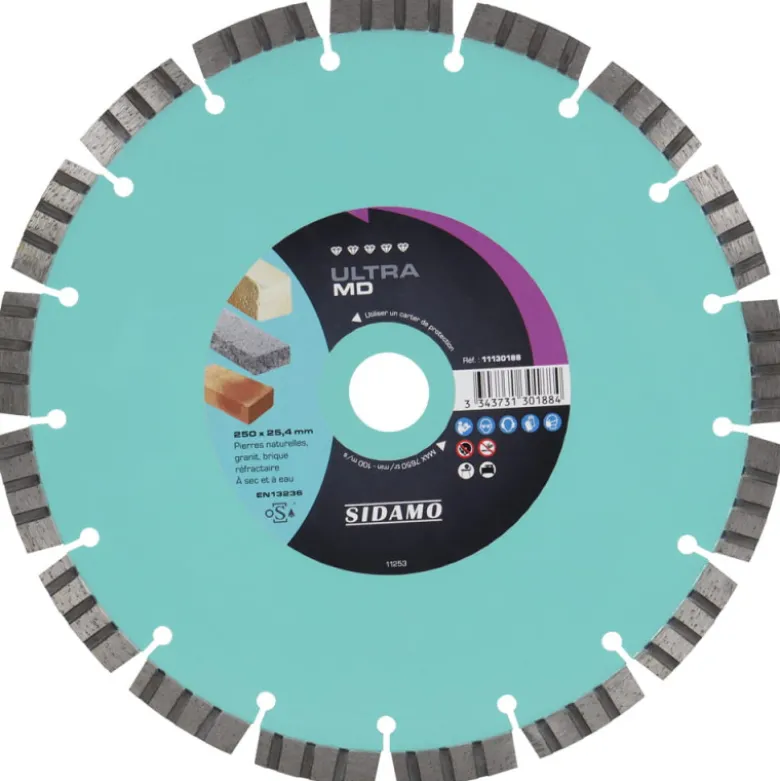 Disque diamant ULTRA MD - D 250 mm / Alésage 25.4 mm - SIDAMO 11130188