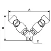 Distributeur fixe à 2 directions fileté femelle Européen 7.4 mm Prevost