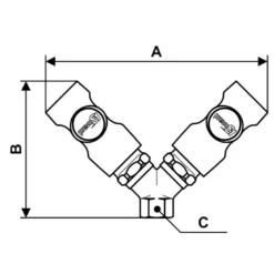 Distributeur fixe à 2 directions fileté femelle Européen 7.4 mm Prevost