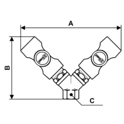 Distributeur fixe Prevost à 2 directions fileté femelle ISO 6150 B