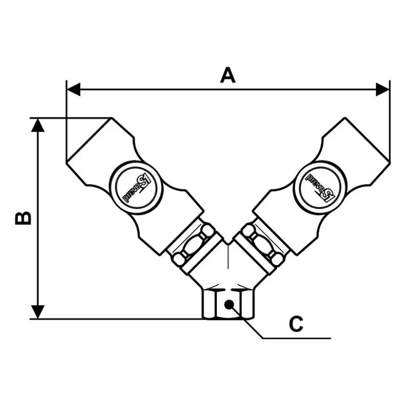 Distributeur fixe Prevost à 2 directions fileté femelle ISO 6150 B
