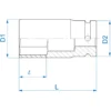 Douille À Chocs Longue À Paroi Fine Métrique 6 Pans 3/4" L90Mm King Tony