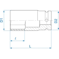 Douille À Chocs Longue À Paroi Fine Métrique 6 Pans 3/4" L90Mm King Tony