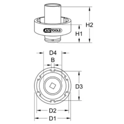 Douille 3/4'' à 6 ergots Ø 46 mm avec tube de centrage pour Mercedes KS TOOLS 460.1070