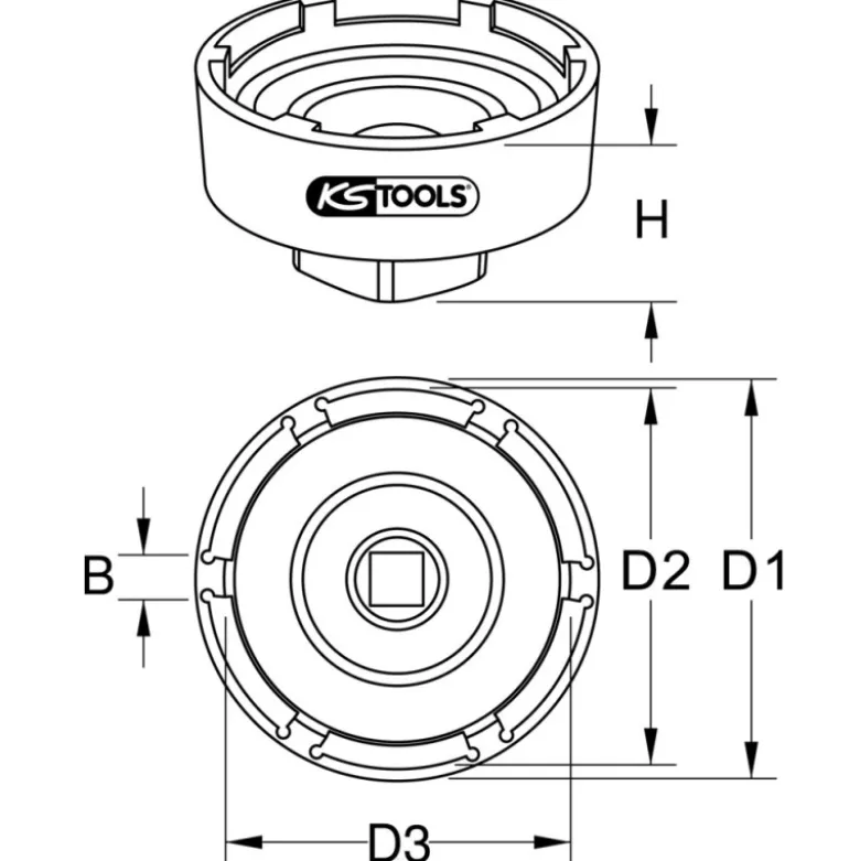 Douille 1/2'' à 4 ergots Ø 48/53 mm pour Scania KS TOOLS 460.1680