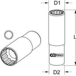 Douille pour injecteur diesel 1/2", SW27 mm, 12 pans KS TOOLS 150.2314