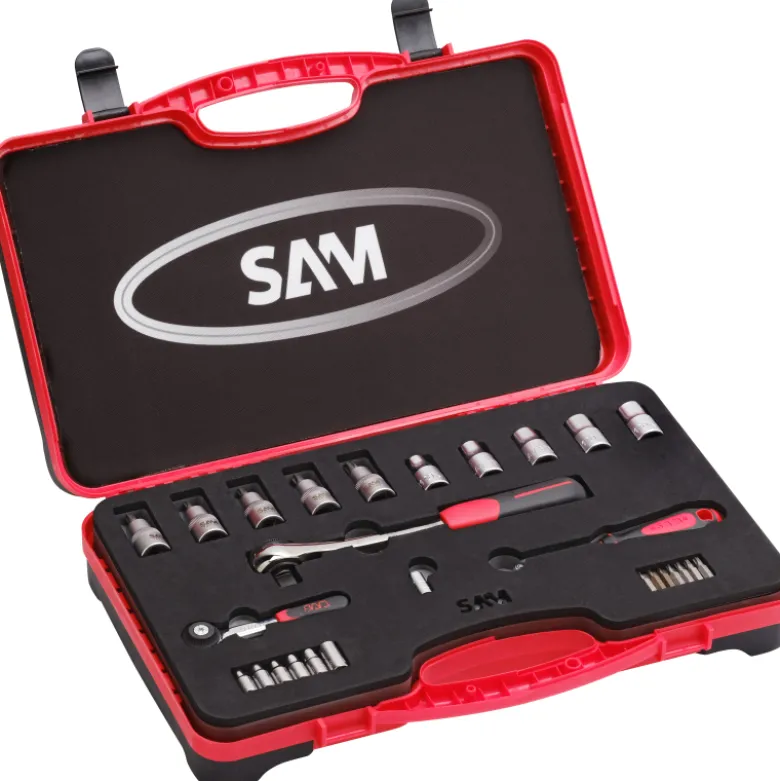 Douilles Et Cliquets 1/4'' 1/2'' - Coffret De 30 SAM Outillage - 75-SR31B
