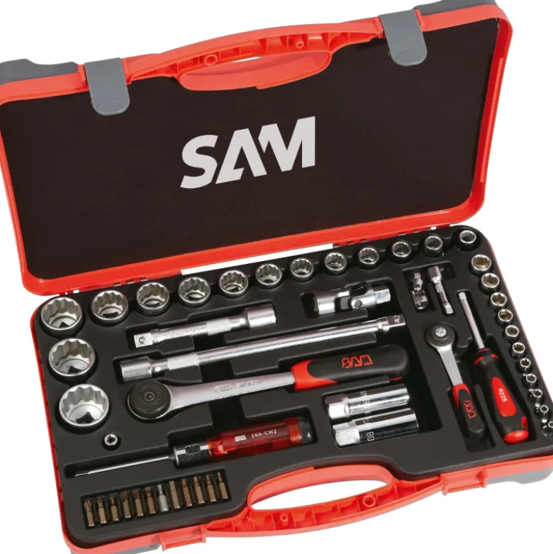 Douilles Et Cliquets 1/4'' 1/2'' - Coffret De 49 SAM Outillage - 75-SS49A