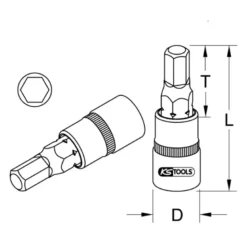Douille tournevis 6 pans 3/8'' pour étrier de frein 9 mm KS TOOLS - 150.2229F