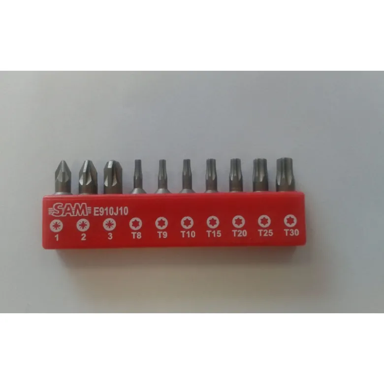 Embout Vissage Pour Materiaux Durs Pozidriv - Torx - Jeu 10 SAM Outillage - E-910J10