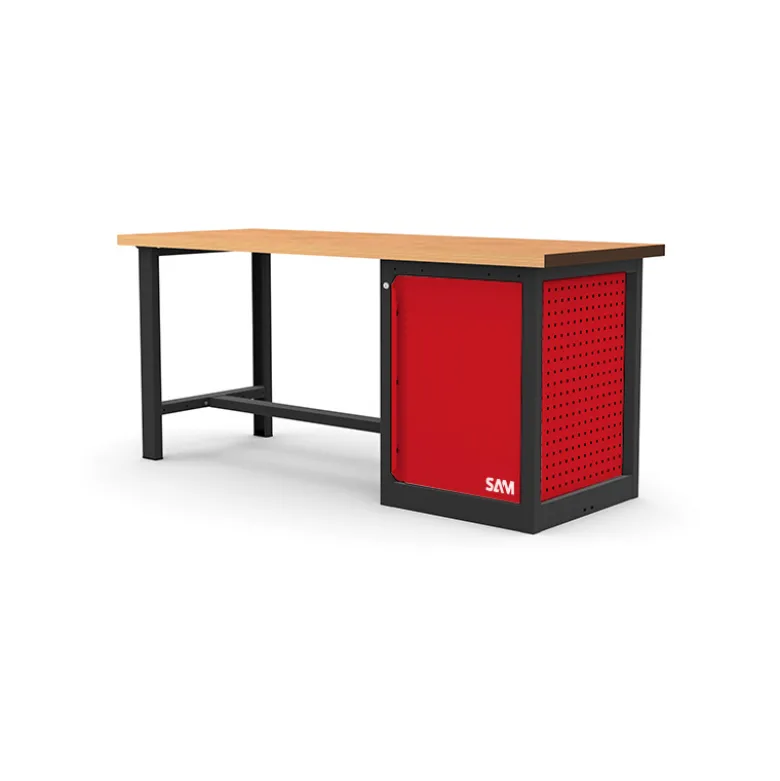 Etabli 1,5 metres bois avec meuble 1 tiroir (int etageres) SAM - Etab-150m1te