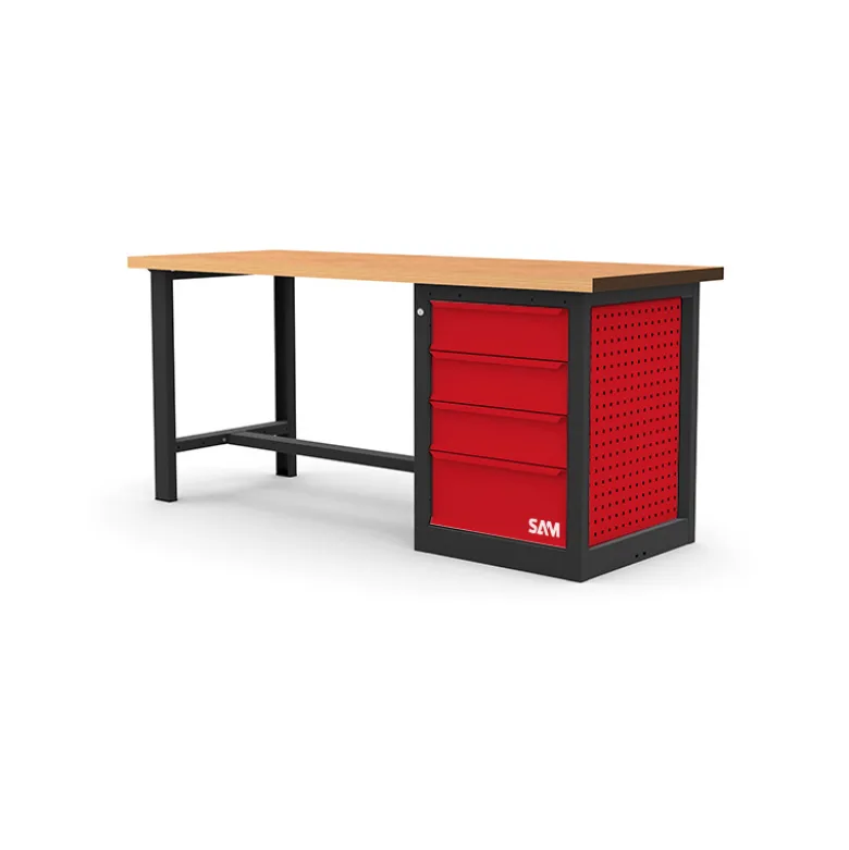 Etabli 1,5 metres bois avec meuble 4 tiroirs SAM - Etab-150m4