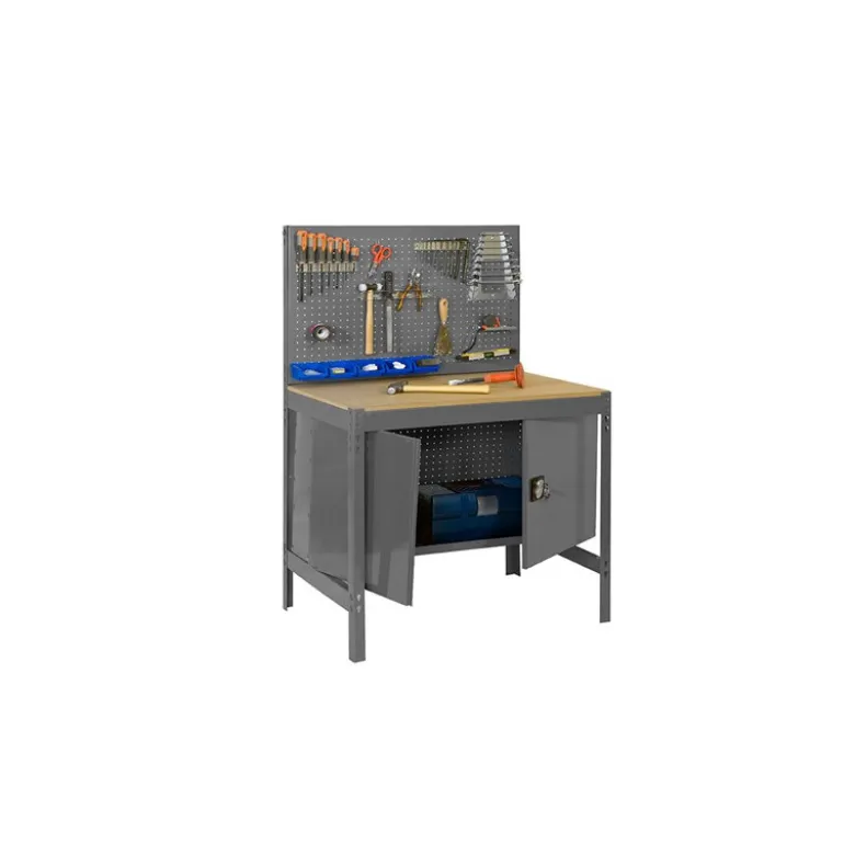 Etabli 2 niveaux + 1 fond perforé + 2 portes - SIMONWORK BT2 LOCKER 900 - 1445 x 910 x 610 SIMONRACK 8435104942727