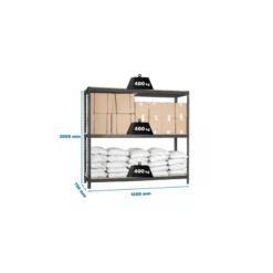 Etagère Métal/Bois 3 niveaux - 2000x1500x750 - 400kg - ECOFORTE 1507-3 / SIMONRACK 8425437102622