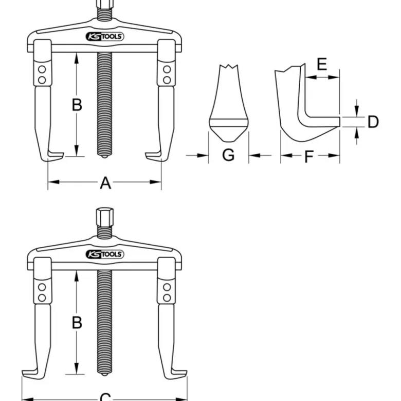 Extracteurs universels à 2 griffes articulées KS TOOLS