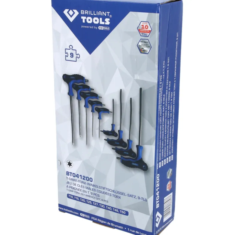 Jeu de clés mâles à poignée en T TORX® 9pcs BRILLIANT TOOLS - BT041200