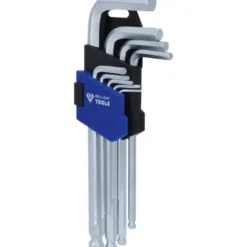 Jeu de clés 6 pans courtes à tête sphérique 9pcs BRILLIANT TOOLS - BT045009