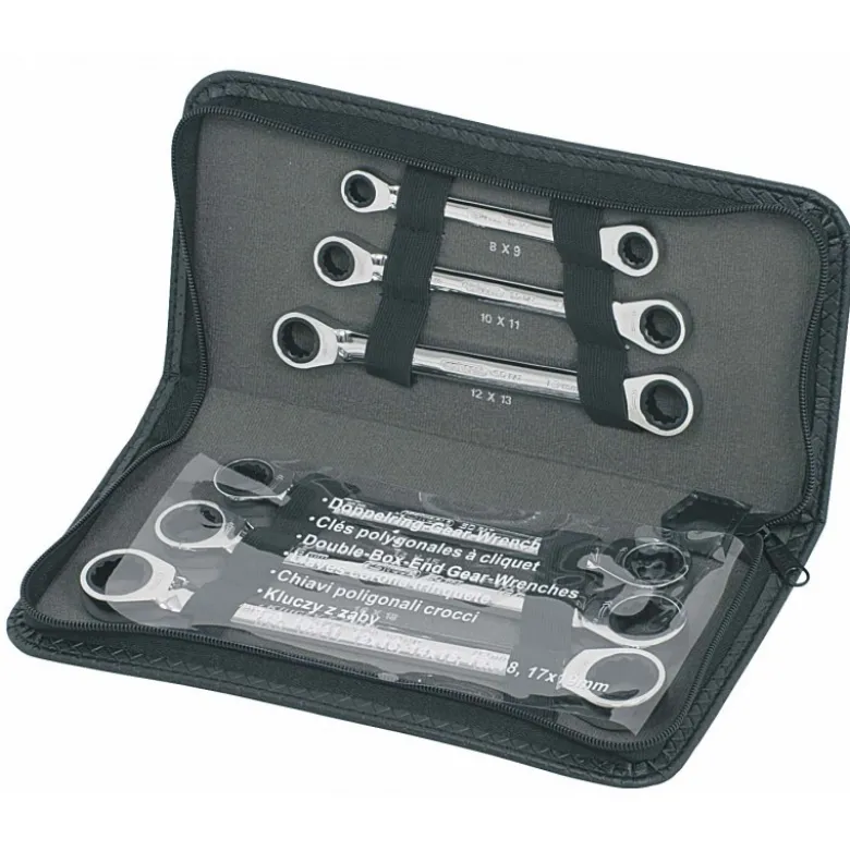 Jeu de clés polygonales droites à cliquet gear plus 6 pièces KS TOOLS 503.4557