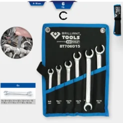 Jeu de clés à tuyauter 6 pcs 8 - 19mm BRILLIANT TOOLS - BT706015