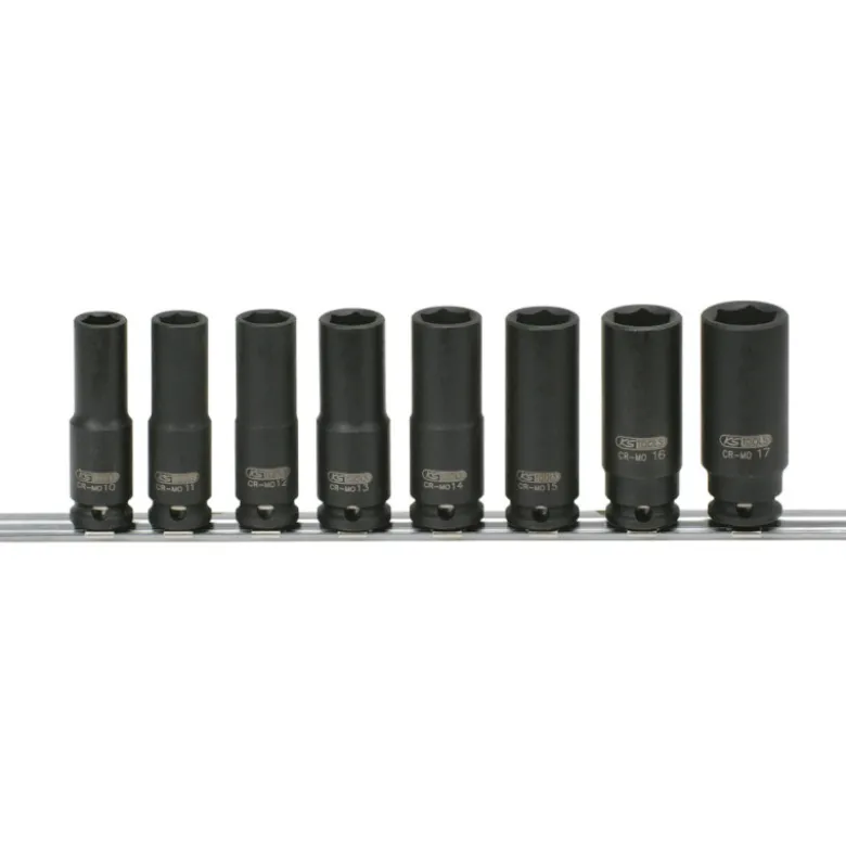 Jeu de 8 douilles Longues à chocs 3/8’’ sur rail KS TOOLS 515.0648