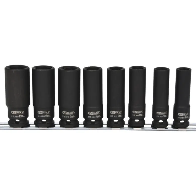 Jeu de 8 douilles Longues à chocs 3/8’’ sur rail KS TOOLS 515.0648