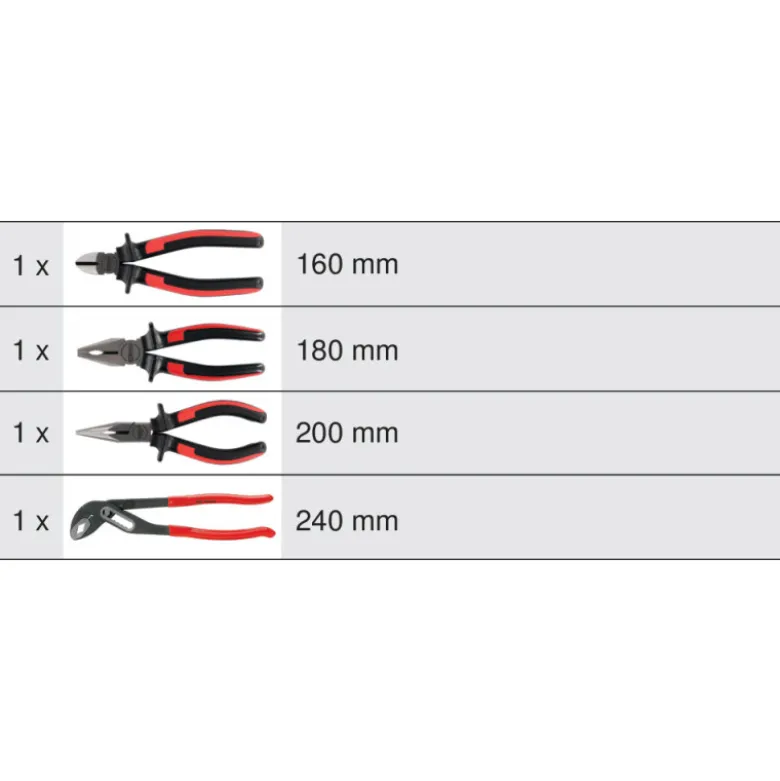 Jeu de 4 Pinces ERGOTORQUE KS TOOLS 115.1004