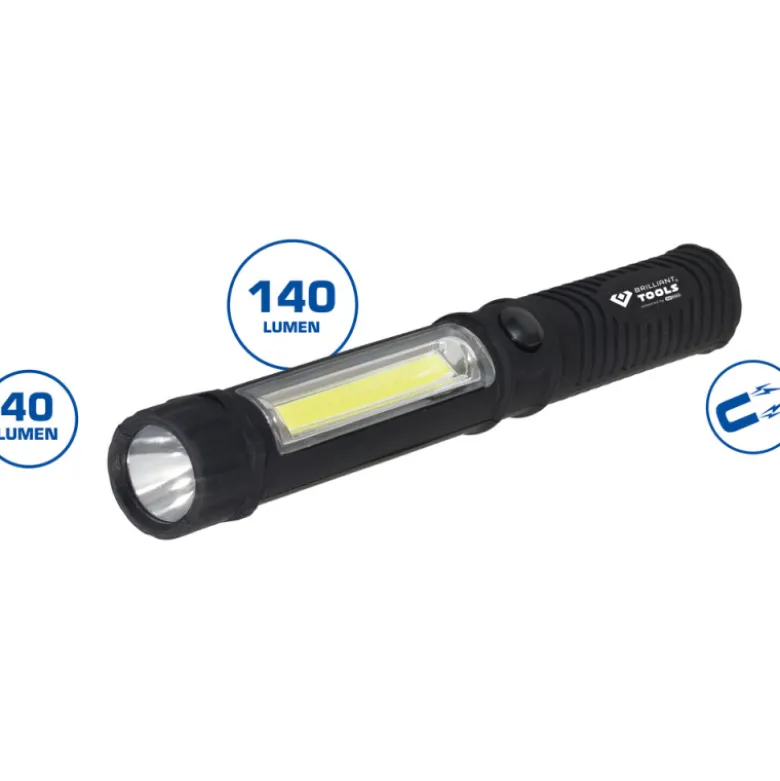 Lampe de poche à LED COB 2 en 1 140 Lumens BRILLIANT TOOLS - BT130910
