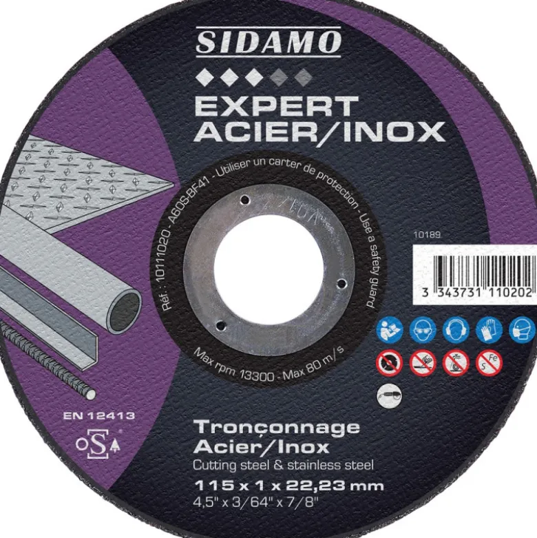 Lot de 5 disques EXPERT ACIER INOX 115mm Ep 1mm - SIDAMO 10111020/5