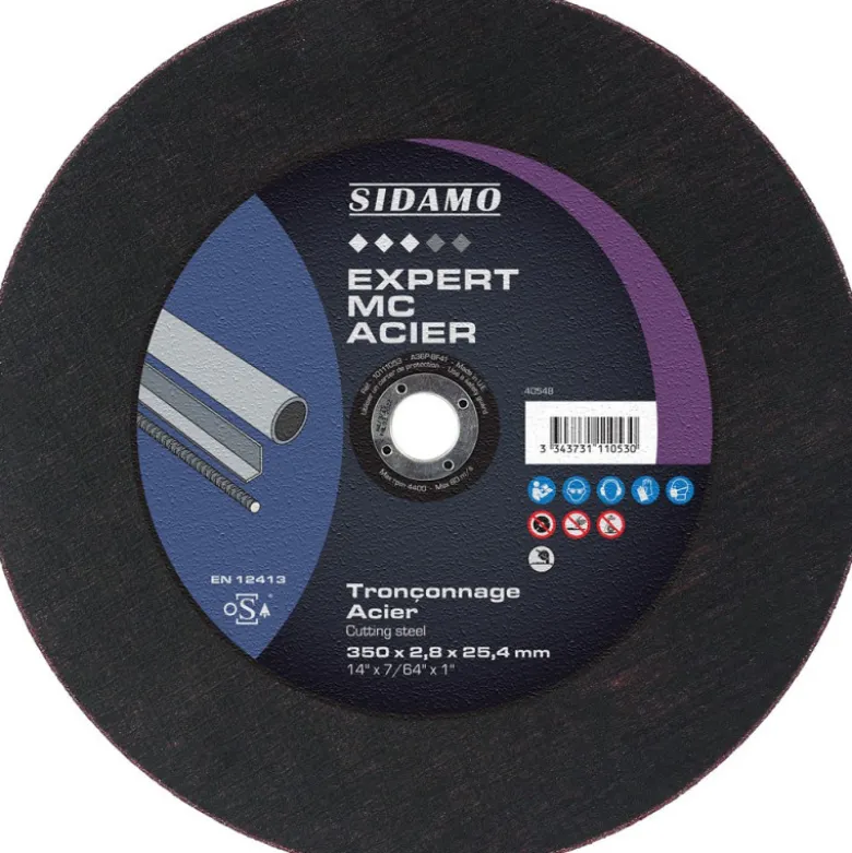 LOT DE 10 DISQUES EXPERT MC ACIER 350MM ALÉS. 25.4MM - SIDAMO