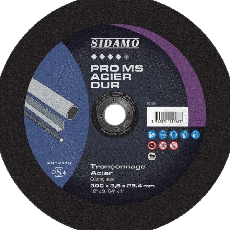LOT DE 10 DISQUES MS ACIER DUR ALÉS.25.4MM 300MM - SIDAMO