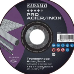 LOT DE 25 DISQUES PRO ACIER INOX 115mm EP. 1 ALES.22.23MM MOYEU PLAT - SIDAMO