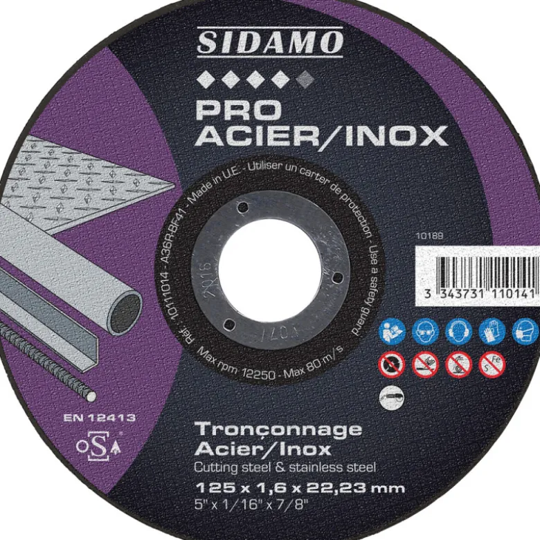 LOT DE 5 DISQUES PRO ACIER INOX 125MM - SIDAMO