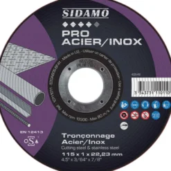 Lot de 25 disques PRO ACIER INOX 230mm Ales.22.23mm Moyeu plat - SIDAMO 10111015