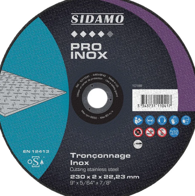 LOT DE 25 DISQUES PRO INOX 230MM ALÉS. 22.23MM - SIDAMO