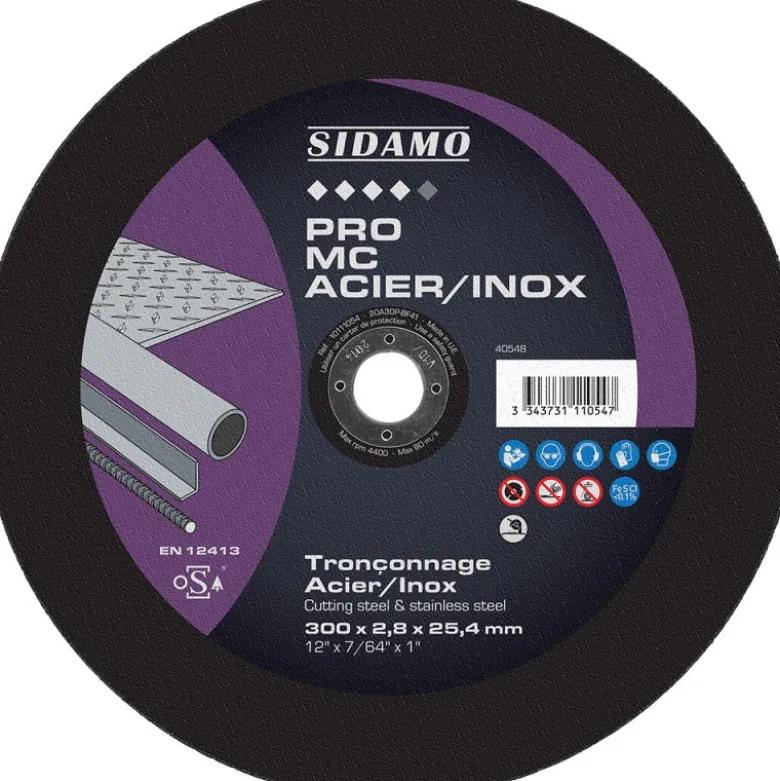 LOT DE 10 DISQUES PRO MC ACIER INOX 300MM ALES 25.4MM - SIDAMO