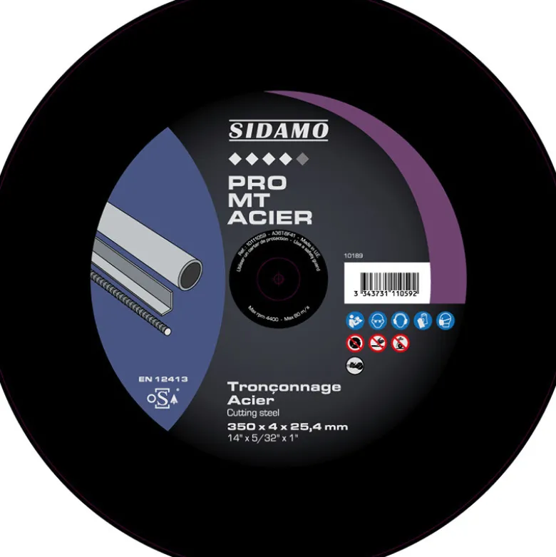 LOT DE 10 DISQUES PRO MT ACIER ALÉS.25.4MM 350MM - SIDAMO