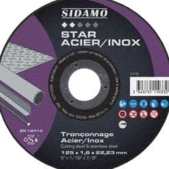 LOT DE 25 DISQUES STAR ACIER INOX 125MM ALES.22.23MM - SIDAMO