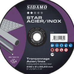 LOT DE 25 DISQUES STAR ACIER INOX 230MM ALES.22.23MM - SIDAMO